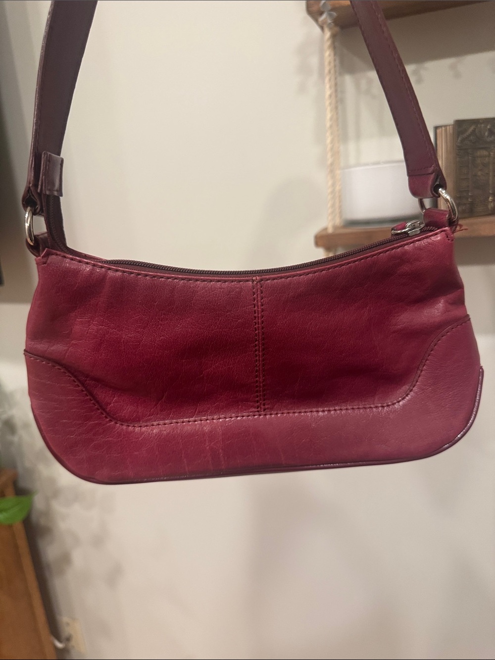 Wilsons Leather Deep Burgundy Leather Shoulder Bag